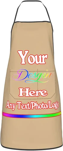 Miniatura 42 de Delantal de diseño personalizado para mujeres y hombres con bolsillos, delantal de cocina personalizado, diseño de logotipo de texto