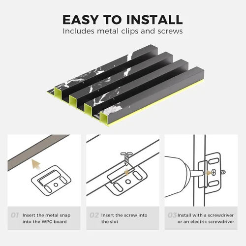 Miniatura 5 de OUZUGIE WPC Paneles de Pared de Rejilla Acústica, Paquete de 8 Paneles de Pared 3D de 114 x 6 Pulgadas para Decoración de Paredes Interiores, Sala