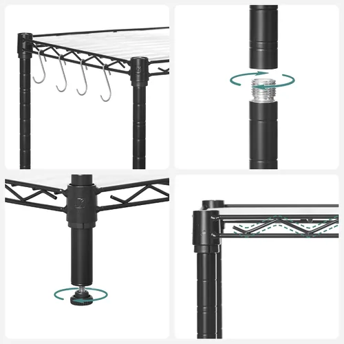 Miniatura 9 de SONGMICS Unidad de almacenamiento de 7 niveles, estantería de alambre, estante de metal de cocina con estantes ajustables, revestimientos de Negro