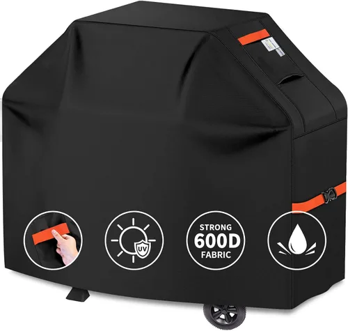 Miniatura 10 de Cubierta de Parrilla 600D Resistente, Protector de Barbacoa Universal Impermeable con Correas Ajustables, Cubierta de Horno al Aire Libre Resistente