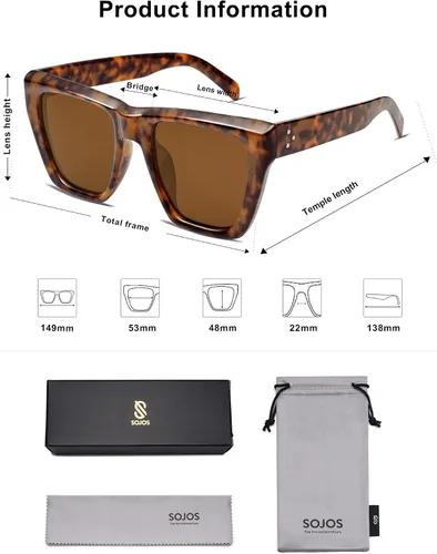 Miniatura 45 de SOJOS Fashion Oversized Square Cat Eye Polarized Sunglasses for Women Trendy Cateye Style Womens Sunglasses SJ2179