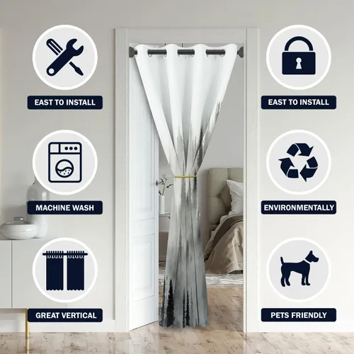 Miniatura 3 de Cortinas de puerta de África para puertas, anochecer paisajes naturales, árboles, temporadas, horizonte, jirafas, cortina opaca para armario