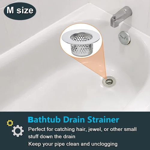 Miniatura 6 de Coladores de Drenaje para Baño (Juego de 3 Tamaños), Atrapa Cabellos para Lavabo de Baño, Bañera, Ducha, Drenaje de Piso, Filtro Trampa de Acero