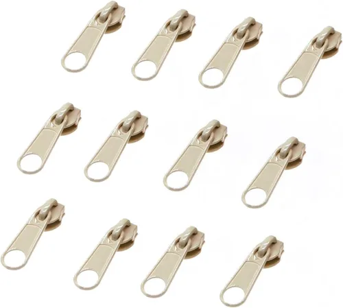 Miniatura 14 de Leekayer 50 tiradores beige #3 para cremalleras de bobina de nailon, deslizadores de cremallera de metal para chaqueta, equipaje, bolsas, bolsas a