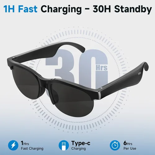 Miniatura 4 de Lentes inteligentes AI Translator con audio Bluetooth, lentes fotocrómicas, asistente de voz, lentes de sol de oreja abierta para hombres y mujeres