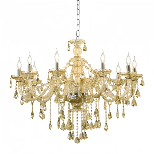 Miniatura 11 de Moderna lámpara de araña de cristal K9 Cognac de 6 luces, base de vela E12, lámpara colgante de cristal, elegante lámpara de techo de cristal