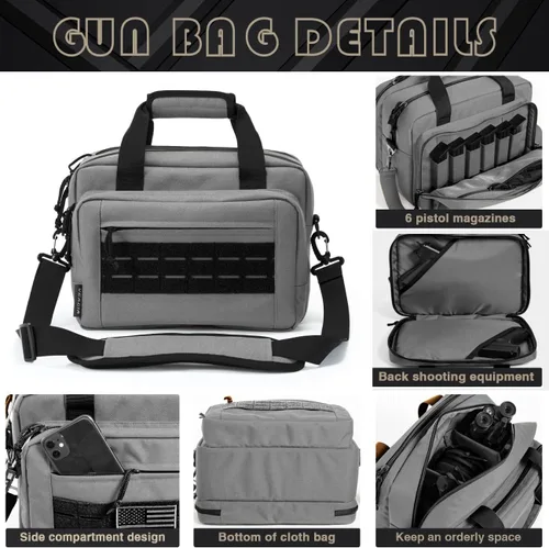 Miniatura 3 de Bolsa para polígono de tiro, estuche para pistola, bolsas para pistolas y munición para pistolas de mano y bolsa de transporte blanda para disparar