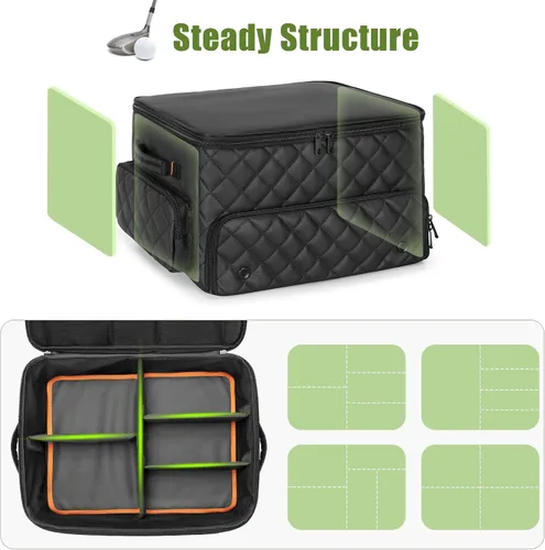 Miniatura 4 de PGmoon Organizador de maletero de golf de 2 capas, organizador de almacenamiento de carrito de golf con compartimento ventilado individual para 2