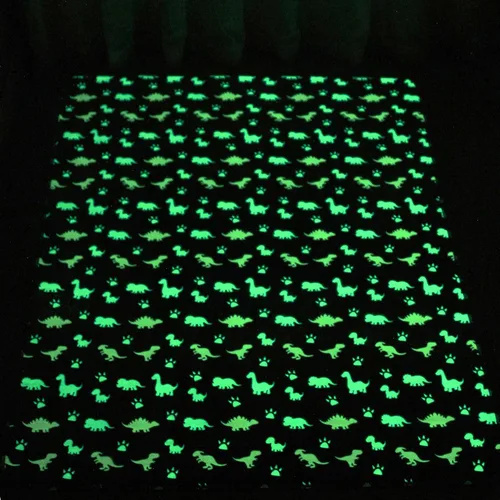 Miniatura 2 de Alfombras únicas que brillan en la oscuridad, alfombra luminosa para dormitorio de niños, bonito dinosaurio azul, 2 x 4 pies