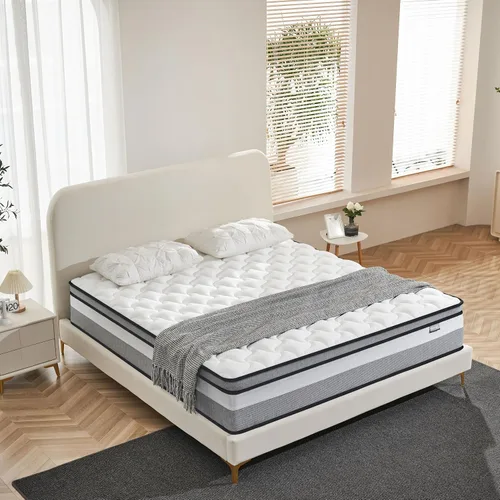 Miniatura 6 de Colchón King, Colchones King Size de 14 Pulgadas Firmeza Media - Espuma Viscoelástica de Gel Refrescante y Bobinas de Bolsillo Zonificadas