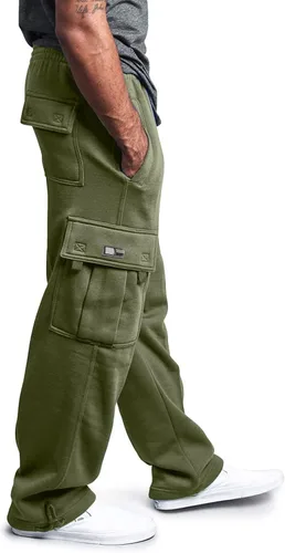 Pantalones deportivos de vellón tipo cargo para hombre, con cintura elástica, pantalones deportivos con cordón y bolsillos