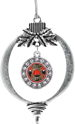Miniatura 199 de Inspired Silver - Bonita bandera estadounidense - Adorno de Navidad plateado - Adorno de árbol de Navidad con dije circular con circonita cúbica