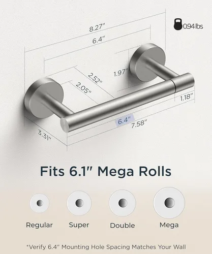 Miniatura 134 de FORIOUS Soporte de pared para papel higiénico, soporte de rollo de papel higiénico de doble poste giratorio de acero inoxidable para baño, Blanco