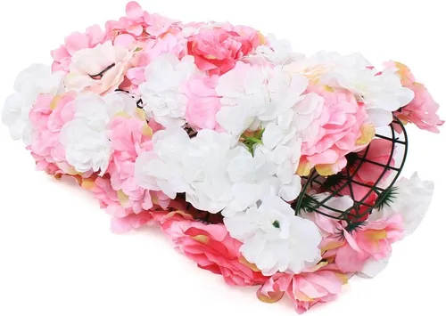 Miniatura 4 de Paquete de 12 paneles de pared de flores artificiales de 24 x 16 pulgadas, paneles de fondo de flores artificiales de hortensias y rosas