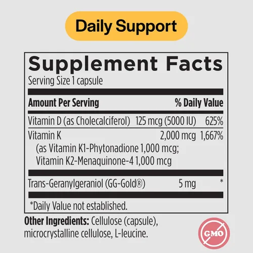 Miniatura 2 de PureFormulas Vitamina D3 K2 Vitamina 5000 UI - Suplemento VIT D3 K2 para absorción de calcio, fuerza ósea, apoyo cardiovascular y de función