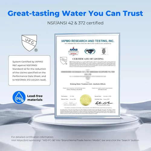 Miniatura 5 de Waterdrop Filtro de agua para grifo de fregadero, acero inoxidable giratorio de 360°, purificador de agua certificado NSF para fregadero de cocina