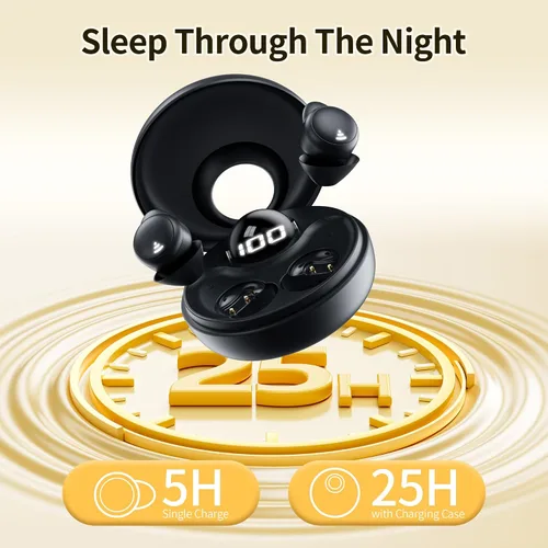 Miniatura 7 de Kinglucky Auriculares para dormir de lado, auriculares invisibles, auriculares para dormir, auriculares inalámbricos en el oído, cancelación