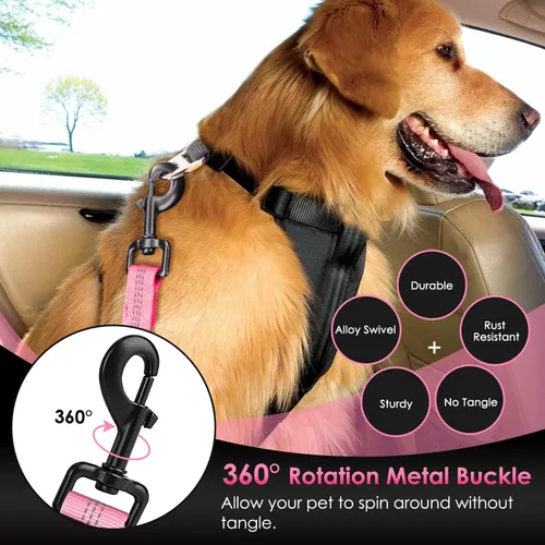 Miniatura 4 de SlowTon Cinturón de seguridad para perro, cinturón de seguridad ajustable para perro, 2 en 1 con cierre de barra para coche, cinturón de seguridad