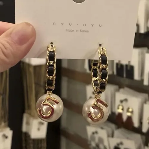 Miniatura 6 de Vintage número 5 pendientes de aro de perlas pendientes de perlas mujer pendiente joyería de moda para regalo, Zinc, Perla
