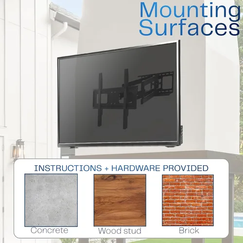 Miniatura 9 de VIVO Soporte de pared para TV de movimiento completo para exteriores para pantallas de 37 a 80 pulgadas, soporte articulado con capacidad para hasta