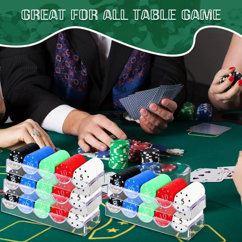 Miniatura 6 de Yulejo 10/15/20 Pieces Poker Chip Holder Poker Chip Trays Acrylic Rack Chips Holder Accessories for Casino Game, Each Holds 100 Chips