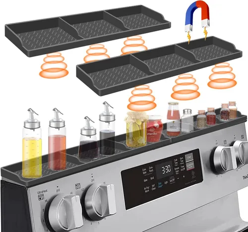 Hydream Estufa de silicona para estante, magnético de 30 pulgadas sobre la estufa, estante de especias, imán organizador de cocina sobre la parte
