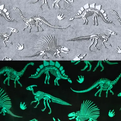 Miniatura 4 de Manta de dinosaurio que brilla en la oscuridad, manta de dinosaurio para niños, franela suave, regalos para amantes de los dinosaurios, mantas