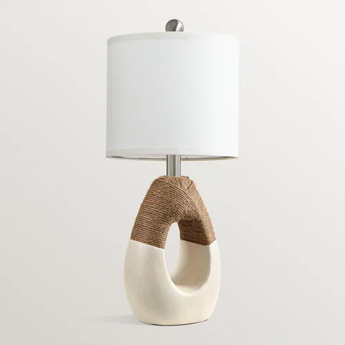 Miniatura 8 de OYEARS Lámparas de mesa bohemias de 19" para dormitorio, sala de estar, adecuadas para espacios pequeños, lámpara de ratán de granja, diseño de Beige