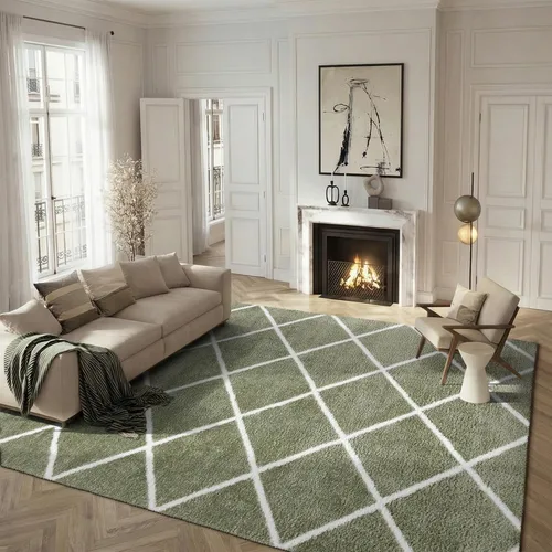Miniatura 27 de SAFAVIEH Tahoe Shag Collection - Alfombra para pasillo, 2 x 9 pies, diseño de enrejado, no desprende pelusa y de fácil cuidado, 1.2 pulgadas