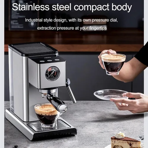 Miniatura 3 de Máquina de café expreso portátil, máquina de café semiautomática para uso doméstico, máquinas de capuchino para el hogar, con bomba de presión de 15