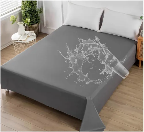 Miniatura 9 de SIELUNO Sábanas planas impermeables ligeras, protector de colchón, fundas protectoras de muebles para cama de tamaño matrimonial B-90.6 x 98.4 in