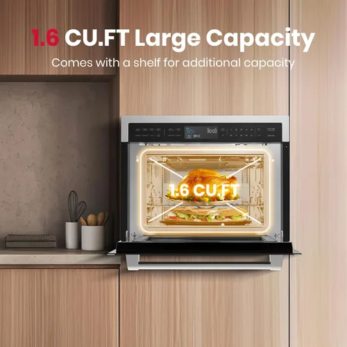 Miniatura 7 de Gasland Horno microondas integrado de 24 pulgadas, combinación de microondas y horno de convección, 1000 W, 11 niveles, sensor de cocina, control
