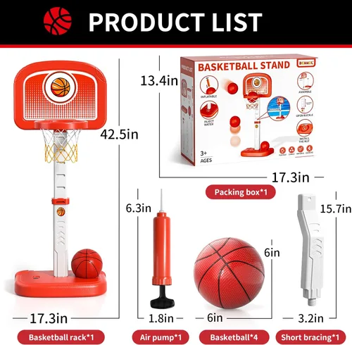 Miniatura 7 de Bennol Juguetes de aro de baloncesto al aire libre para niños de 3, 4, 5, 6, 7, 8 a 12 años, juguetes exteriores con 4 bolas, juguete de baloncesto