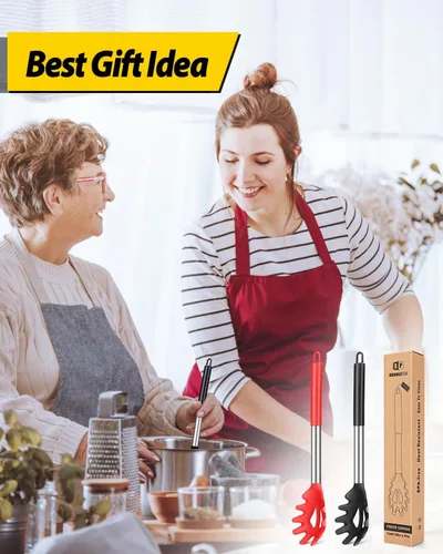 Miniatura 7 de Paquete de 2 tenedores de silicona para pasta, servidor de cuchara de fideos resistente al calor, colador de espagueti sin BPA, las mejores