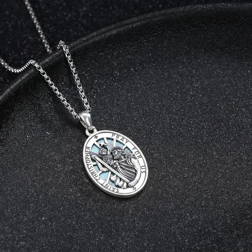 Miniatura 210 de Collar de plata de ley 925 con medalla de San Patrón, colgante de protección católica, amuleto, joyería religiosa para hombres y mujeres