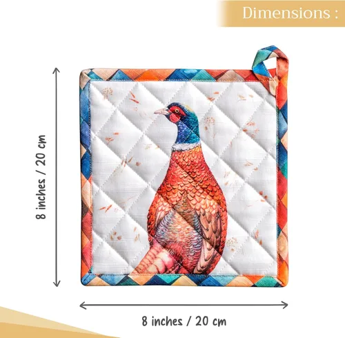 Miniatura 4 de Maison d' Hermine Juego de soportes para ollas 100% algodón, resistentes al calor, almohadillas calientes de 8 x 8 pulgadas con lazo para 04