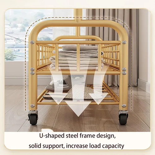 Miniatura 4 de Perchero de pie con ruedas, resistente para almacenamiento, dorado, para colgar ropa, zapatos, bolsas, bufandas, corbatas, ideal para oficinas