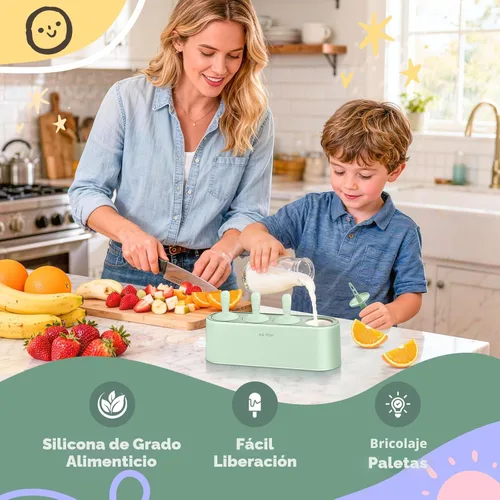 Miniatura 7 de Juego de moldes para paletas de 4 piezas, fabricante de paletas caseras de silicona, moldes para helados de fácil desmoldado, moldes reutilizables