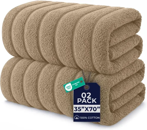 Miniatura 24 de DAN RIVER Paquete de 1 toalla de baño jumbo de 40 x 80 pulgadas, toallas de baño extragrandes de secado rápido para baño, toallas suaves y Verde