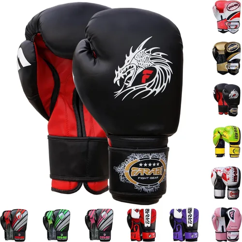 Miniatura 5 de Farabi Guantes de boxeo Pro Fighter Sparring Gym Bag Punching Focus Pad Mitts