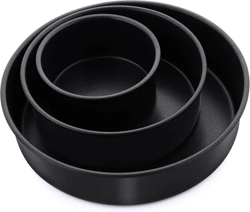 Miniatura 11 de Herogo Juego de 3 moldes redondos pequeños de 4 pulgadas, de acero inoxidable, antiadherentes, para mini quiche de pizza, no tóxicos y saludables