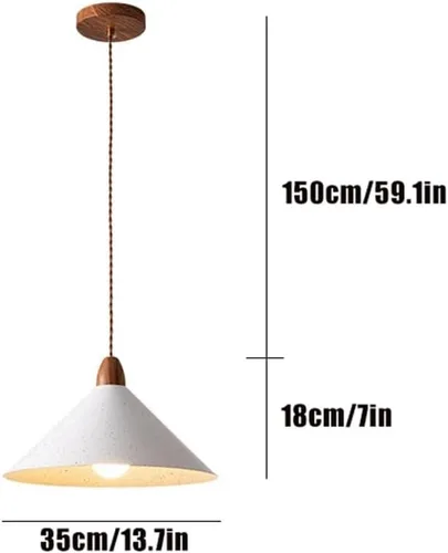 Miniatura 2 de 2 Pack Kitchen Island Pendant Lights, Nordic Retro White Metal Shade Ceiling Hanging Lighting, Modern Creative Conical Industrial Chandeliers for
