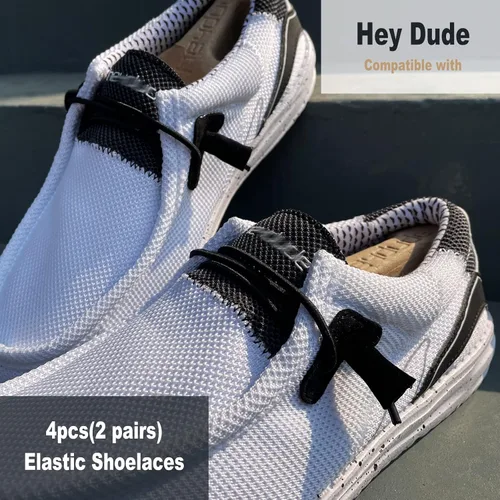 Miniatura 6 de Cordones elásticos de repuesto para Hey Dude - Cordones elásticos sin atar, cuerdas redondas, 2 pares