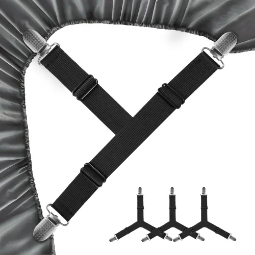 FGY Correas de sábanas ajustables con clips de metal para ropa de cama de mantel