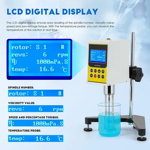 Miniatura 2 de CGOLDENWALL Viscómetro rotatorio digital Viscómetro rotatorio Medidor de viscosidad Medidor de fluidímetro Newton Viscómetro líquido Pantalla LCD