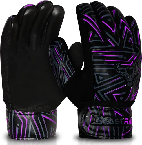 Miniatura 10 de BEAST RAGE Guantes de portero juvenil para niños, niños, niñas, guantes de portero de fútbol antideslizantes palma de látex de 4MM, agarre extra