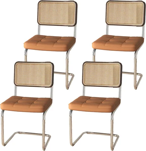 Miniatura 24 de Sillas de comedor de ratán, sillas de cocina, sillas de comedor modernas con madera maciza para cocina, sala de estar, silla de mediados de siglo