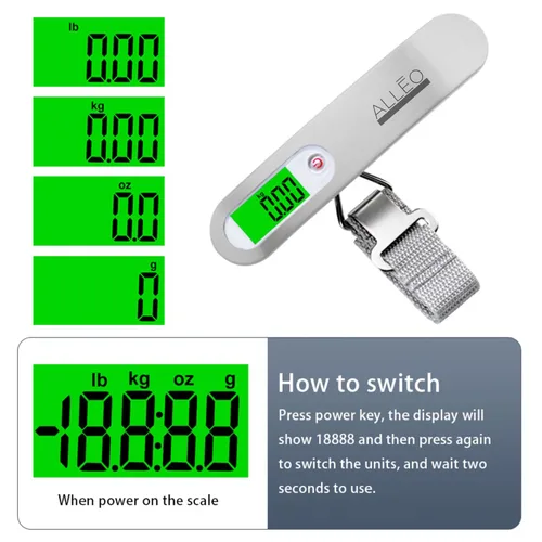 Miniatura 2 de Alleo Báscula de equipaje para viaje de 110 libras, báscula de equipaje precisa digital de viaje, pesadora portátil de mano con pantalla LCD