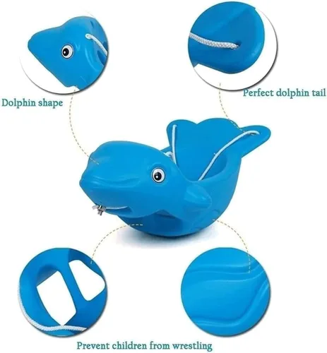Miniatura 2 de Dolphin - Asiento de columpio para niños pequeños para interiores y exteriores, silla colgante de plástico para patio trasero exterior