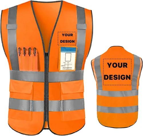 Miniatura 14 de Chaleco de seguridad de alta visibilidad reflectante, personaliza tu logotipo, ropa de trabajo de seguridad con tiras reflectantes y bolsillos A